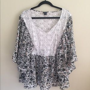 Plus Size Flowy Sheer lace front Torrid Shirt